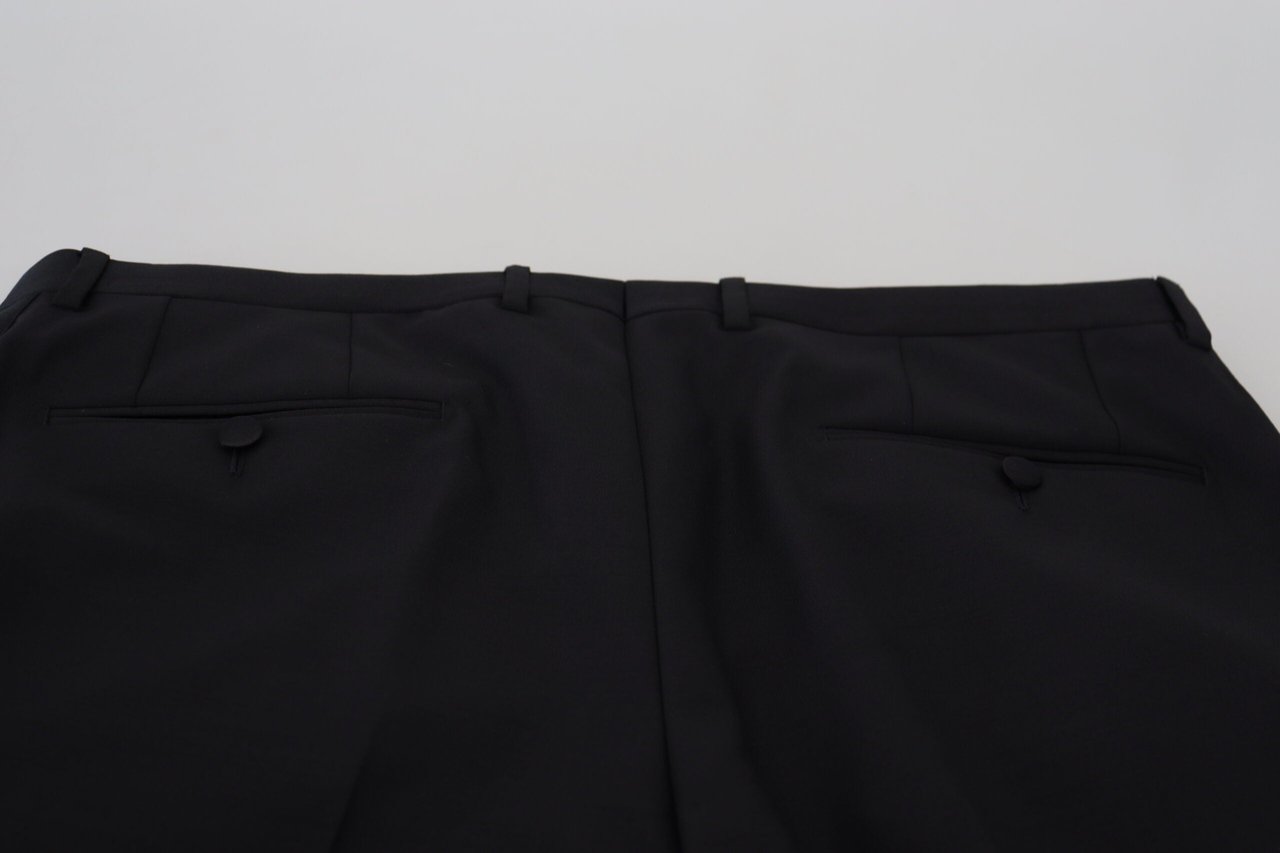 Dolce & Gabbana Black Wool Chino Dress Formal Pants Zwart