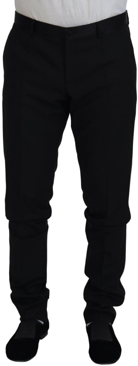 Dolce & Gabbana Black Wool Chino Dress Formal Pants Zwart