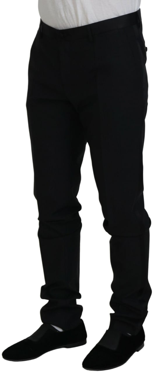 Dolce & Gabbana Black Wool Chino Dress Formal Pants Zwart