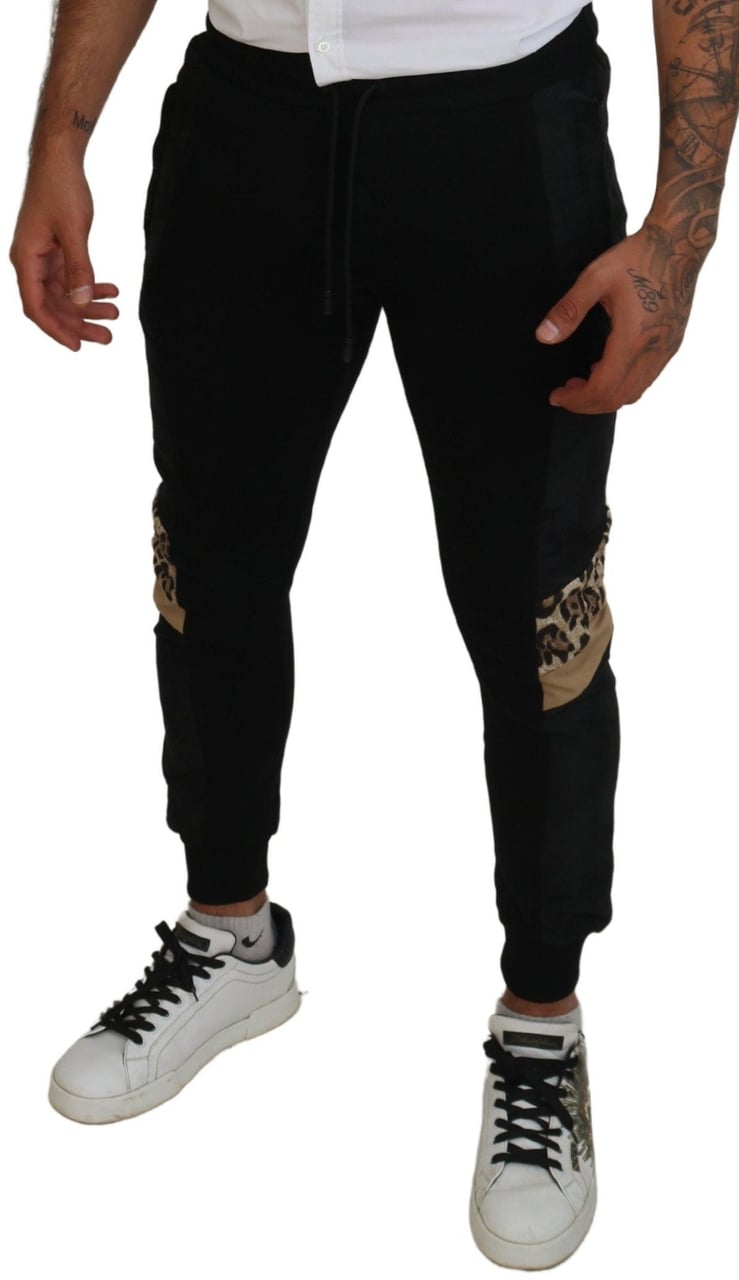 Dolce & Gabbana Black Polyester Skinny Jogger Men Pants Zwart