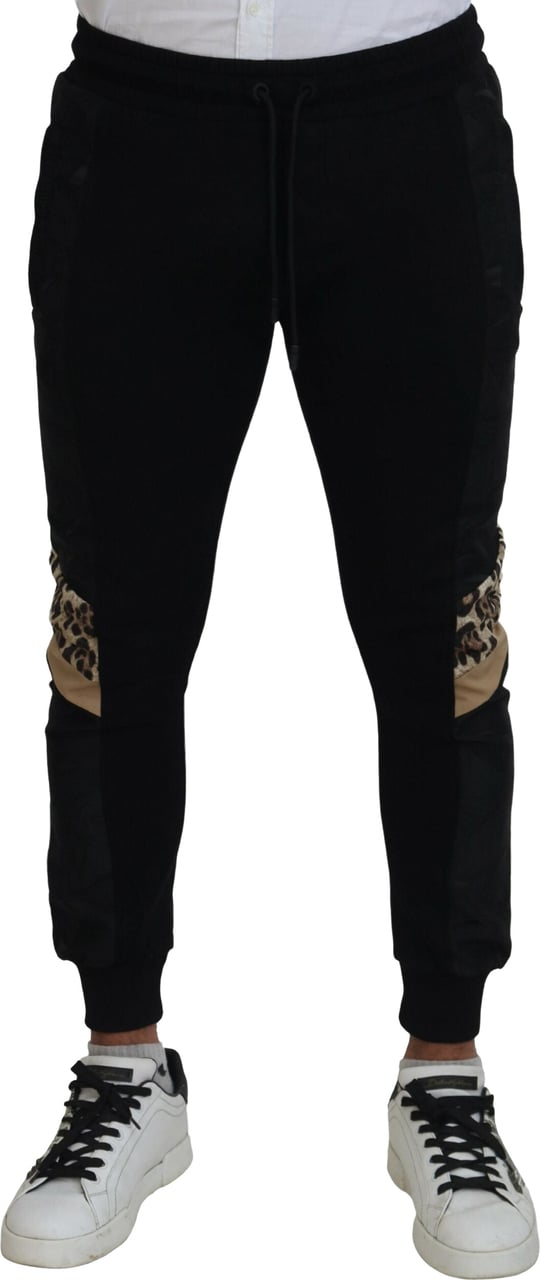 Dolce & Gabbana Black Polyester Skinny Jogger Men Pants Zwart