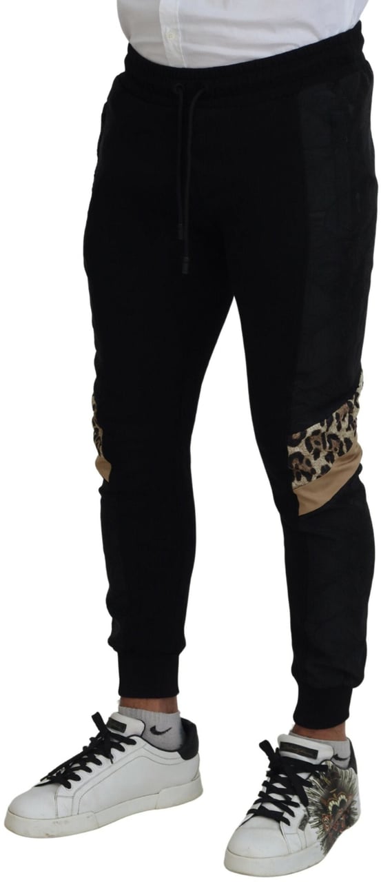 Dolce & Gabbana Black Polyester Skinny Jogger Men Pants Zwart