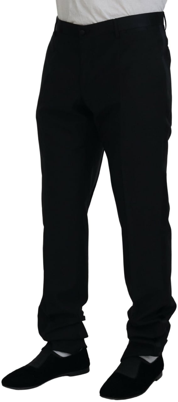 Dolce & Gabbana Black Dress Wool Silk Trouser Pants Zwart