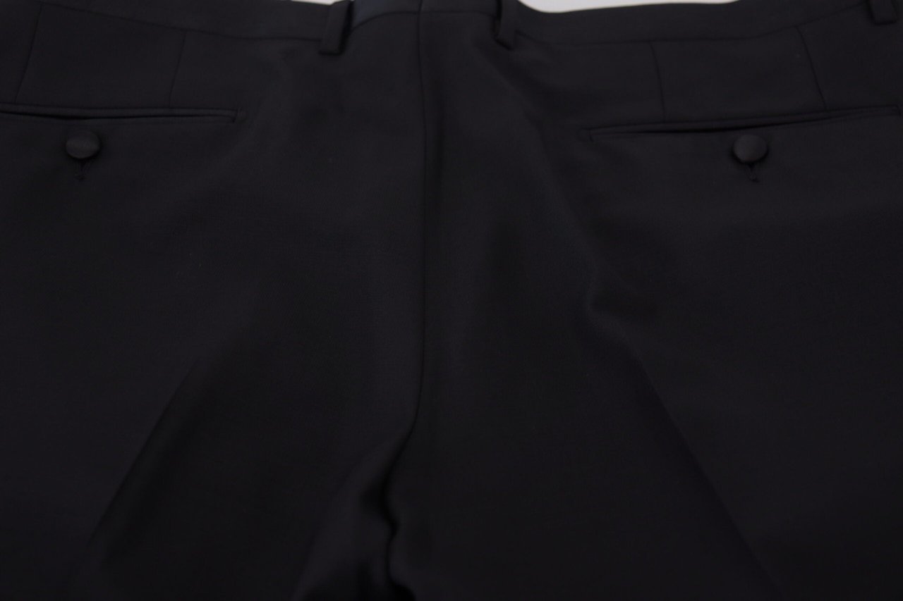 Dolce & Gabbana Black Dress Wool Silk Trouser Pants Zwart