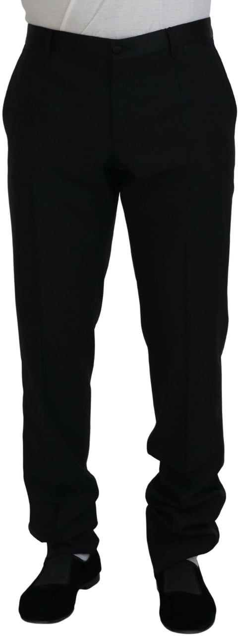 Dolce & Gabbana Black Dress Wool Silk Trouser Pants Zwart