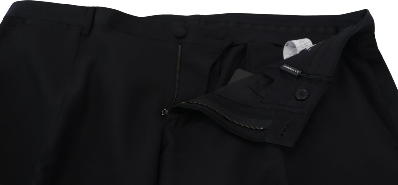 Dolce & Gabbana Black Dress Wool Silk Trouser Pants Zwart