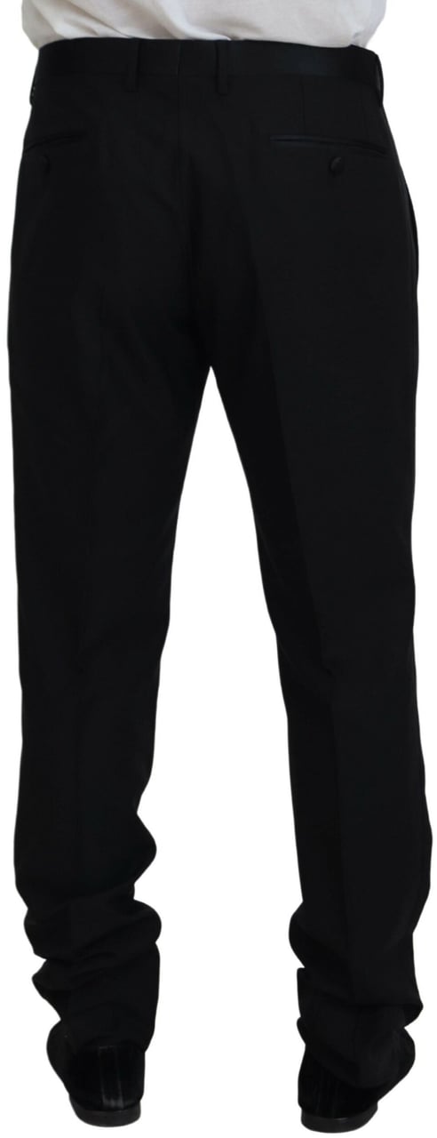 Dolce & Gabbana Black Dress Wool Silk Trouser Pants Zwart