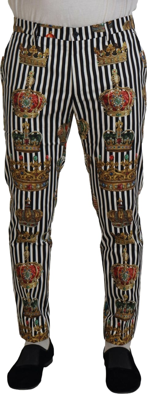 Dolce & Gabbana White Cotton Stretch Crown Trouser Pants Wit