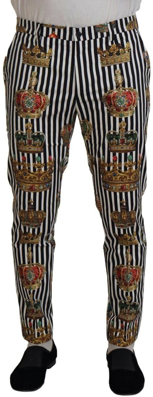 Dolce & Gabbana White Cotton Stretch Crown Trouser Pants Wit