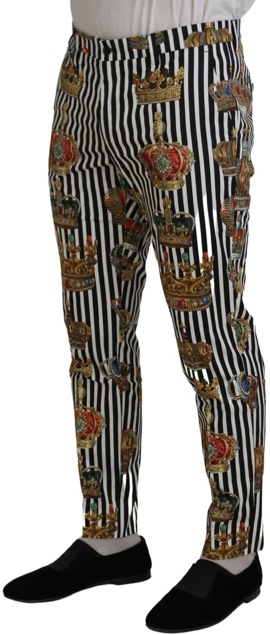 Dolce & Gabbana White Cotton Stretch Crown Trouser Pants Wit