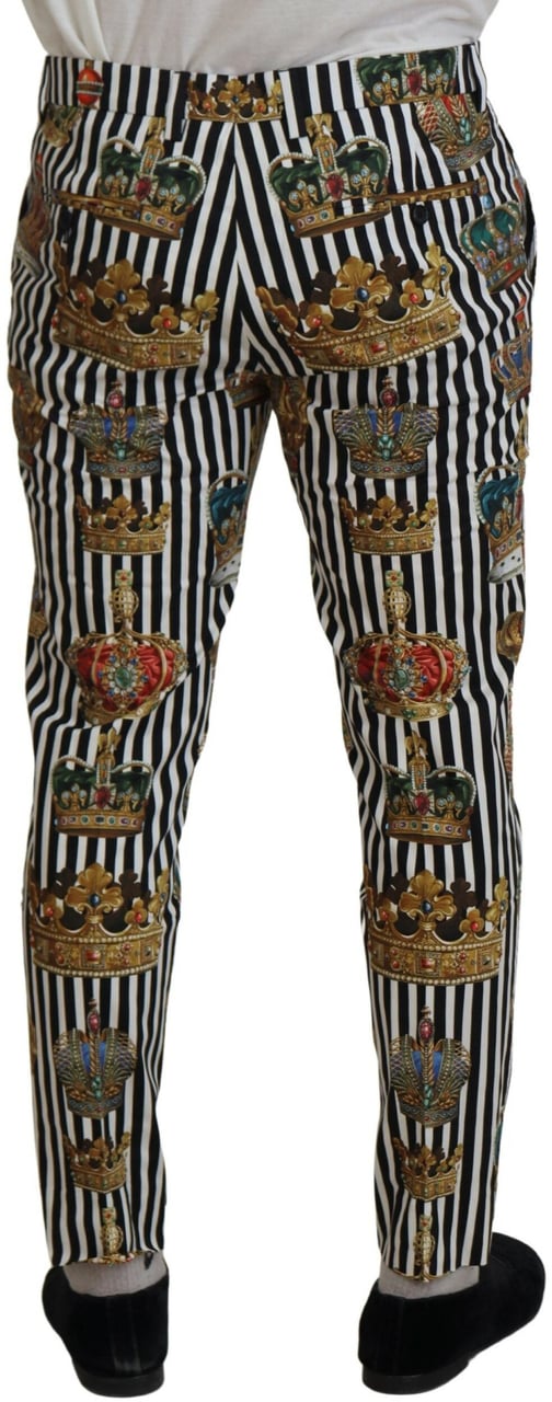 Dolce & Gabbana White Cotton Stretch Crown Trouser Pants Wit