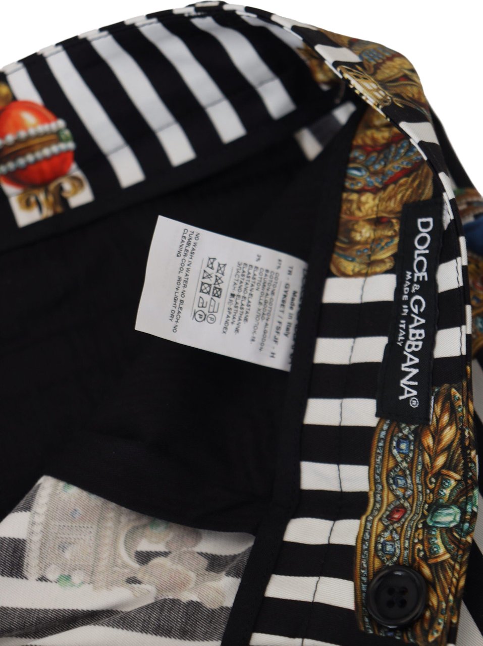 Dolce & Gabbana White Cotton Stretch Crown Trouser Pants Wit