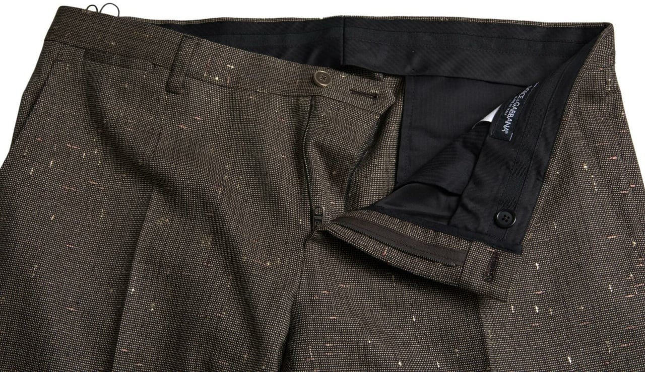 Dolce & Gabbana Brown Wool Dress Skinny Men Trouser Pants Bruin