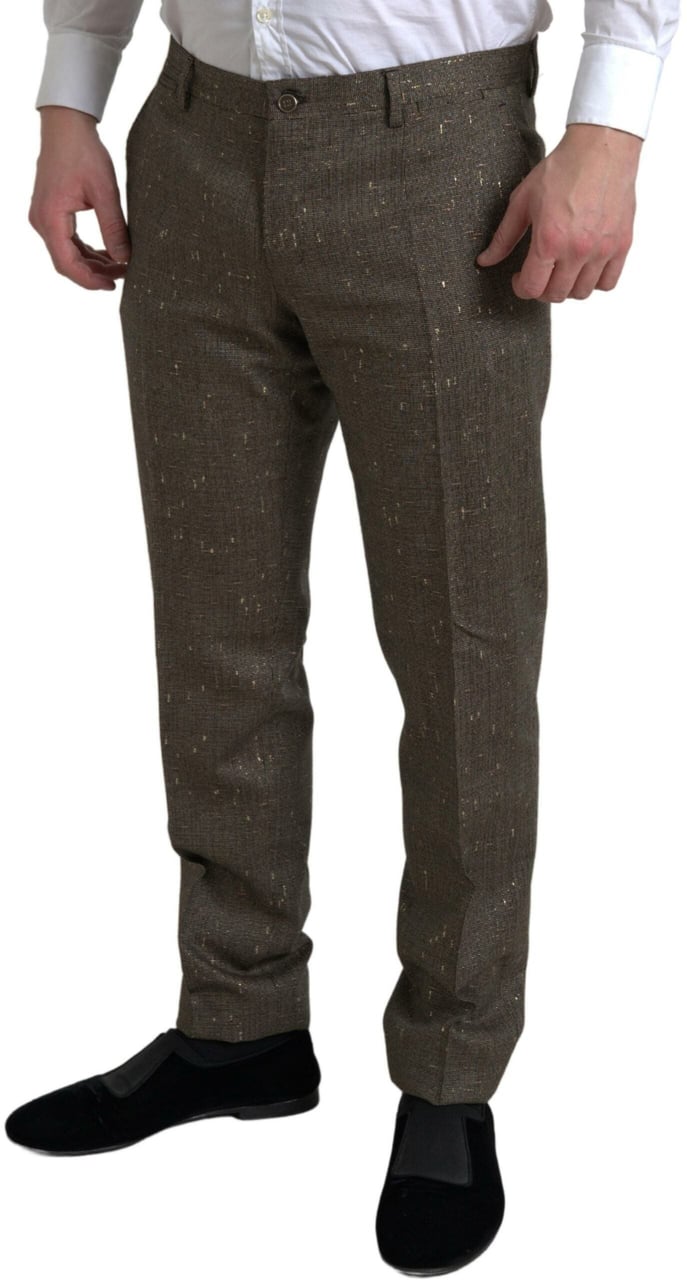 Dolce & Gabbana Brown Wool Dress Skinny Men Trouser Pants Bruin