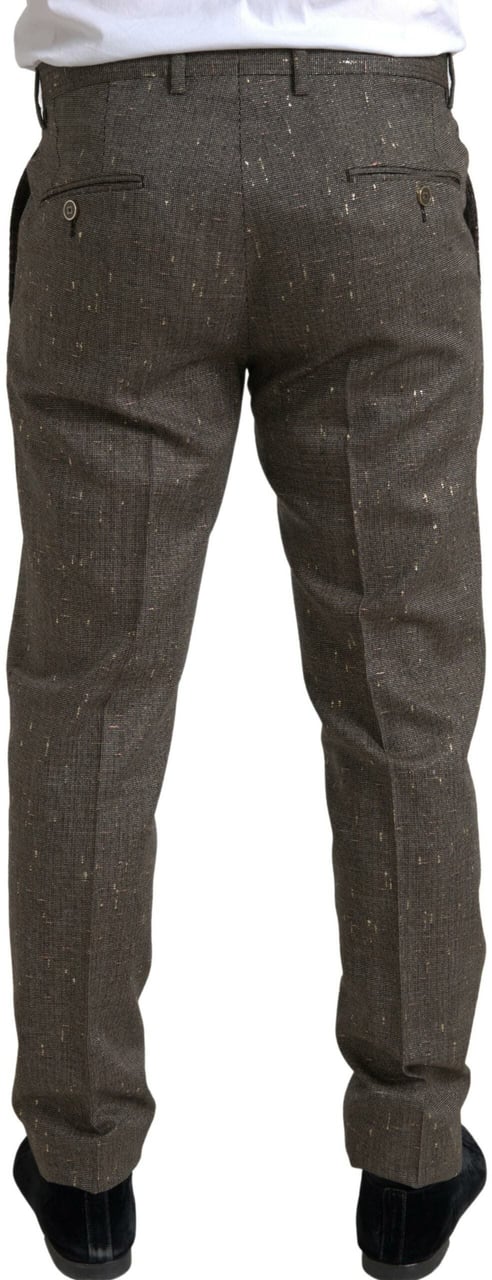 Dolce & Gabbana Brown Wool Dress Skinny Men Trouser Pants Bruin