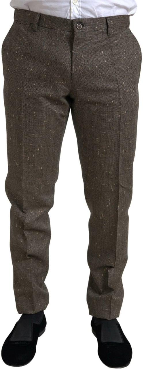 Dolce & Gabbana Brown Wool Dress Skinny Men Trouser Pants Bruin