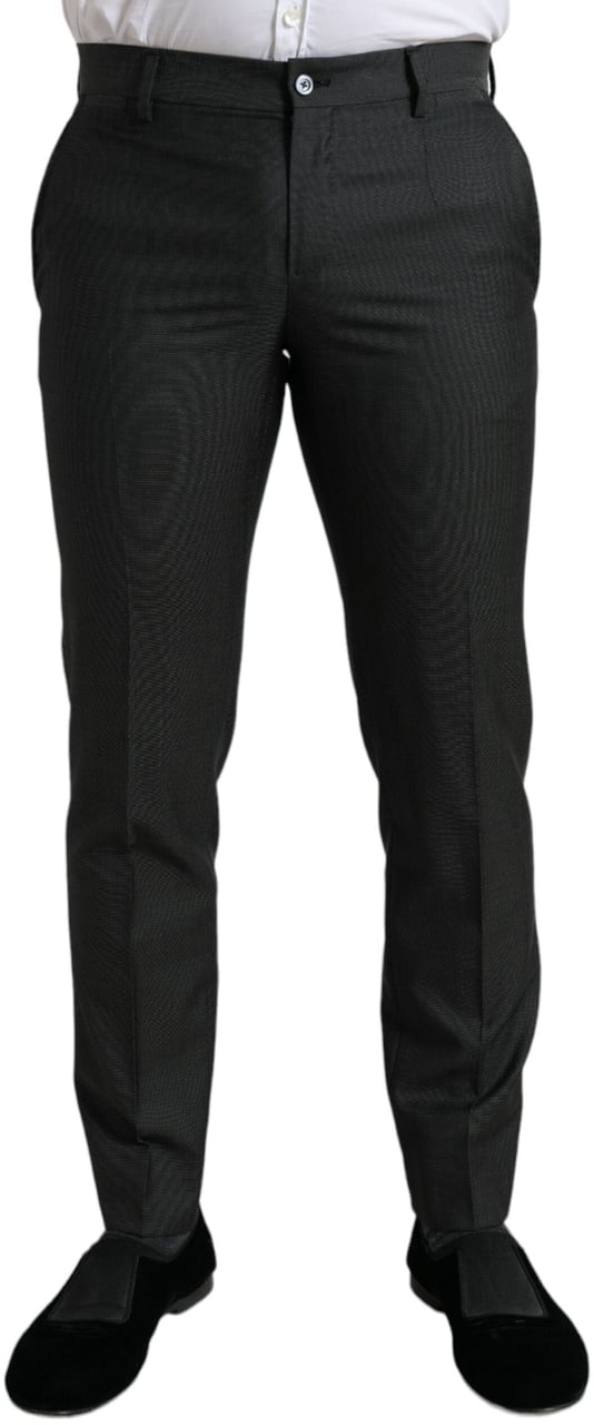 Dolce & Gabbana Dark Gray Stretch Slim Formal Pants Grijs