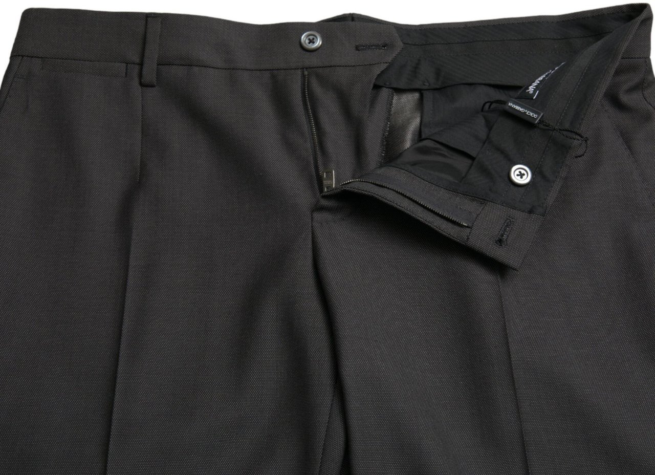Dolce & Gabbana Dark Gray Stretch Slim Formal Pants Grijs