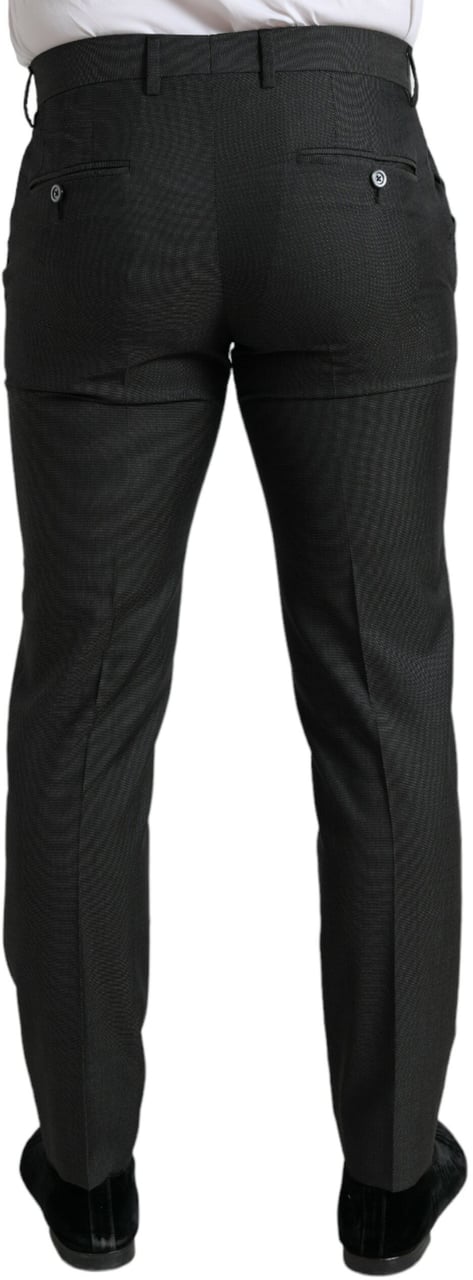 Dolce & Gabbana Dark Gray Stretch Slim Formal Pants Grijs