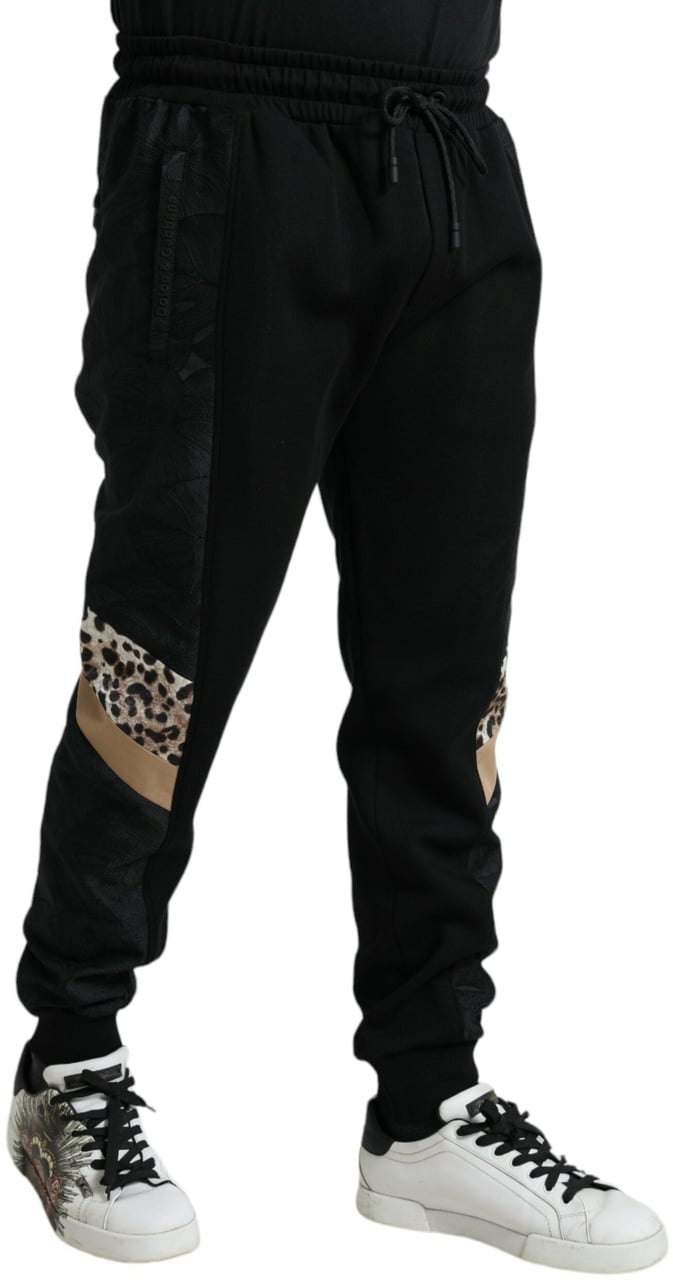 Dolce & Gabbana Black Cotton Slim Stretch Jogger Pants Zwart