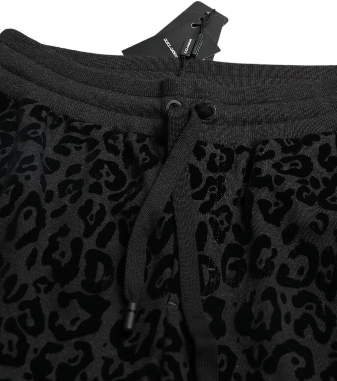 Dolce & Gabbana Black Leopard Cotton Slim Fit Jogger Pants Zwart