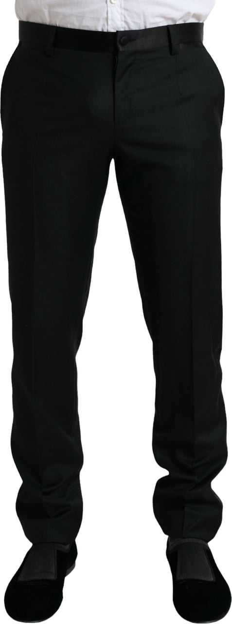 Dolce & Gabbana Black Wool Slim Fit Formal Trouser Dress Pants Zwart