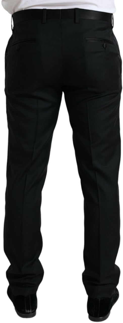 Dolce & Gabbana Black Wool Slim Fit Formal Trouser Dress Pants Zwart