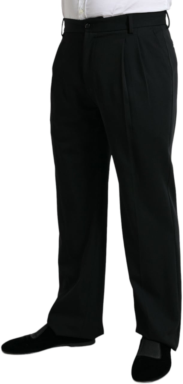 Dolce & Gabbana Black Wool Formal Straight Fit Dress Pants Zwart