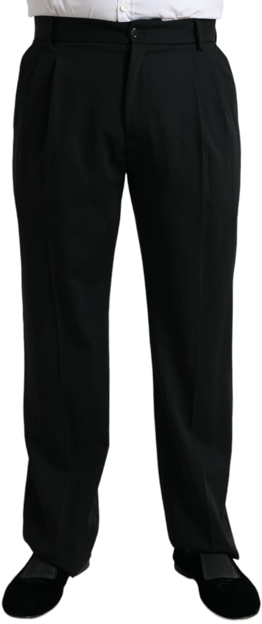 Dolce & Gabbana Black Wool Formal Straight Fit Dress Pants Zwart