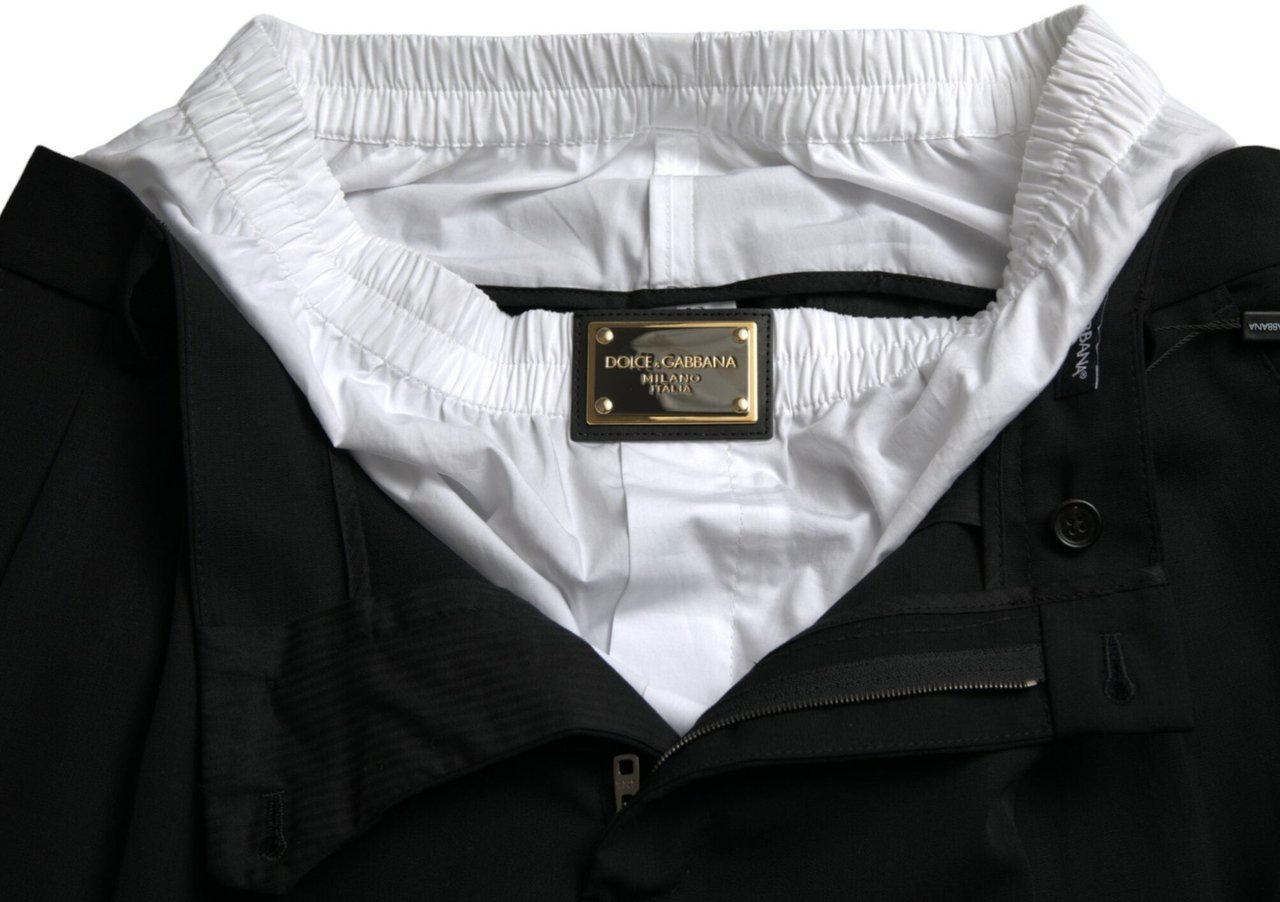 Dolce & Gabbana Black Wool Formal Straight Fit Dress Pants Zwart