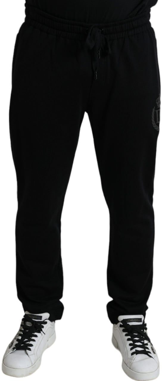 Dolce & Gabbana Black DG Logo Skinny Jogger Sweatpants Pants Zwart