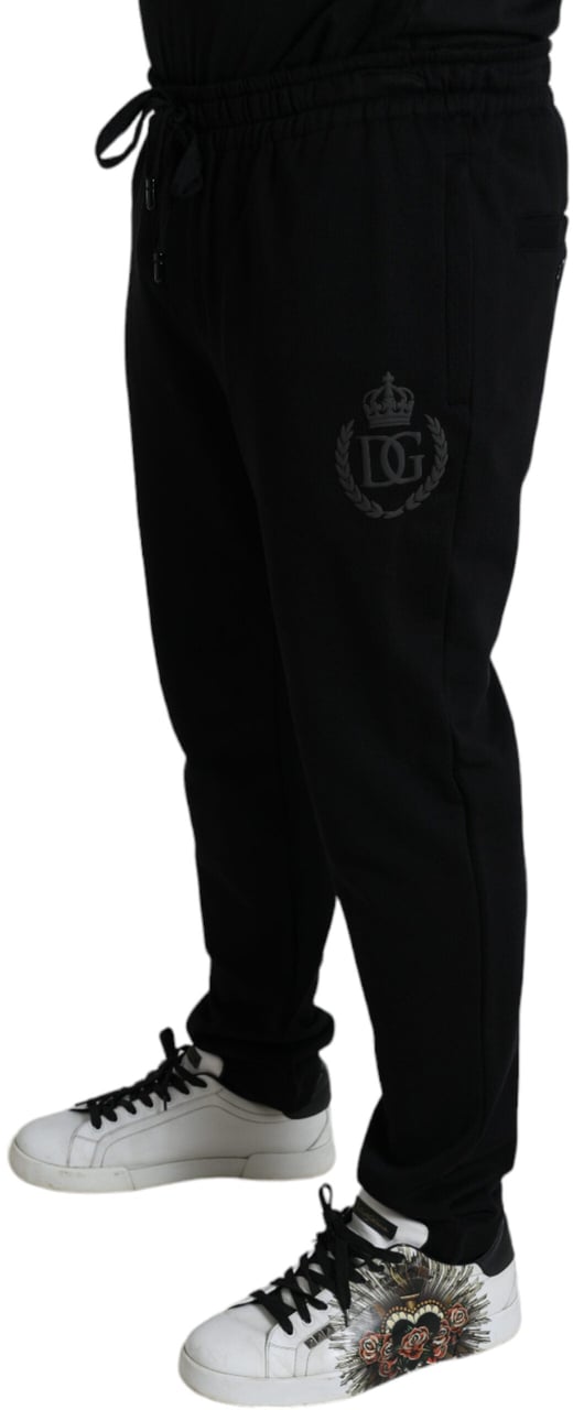 Dolce & Gabbana Black DG Logo Skinny Jogger Sweatpants Pants Zwart