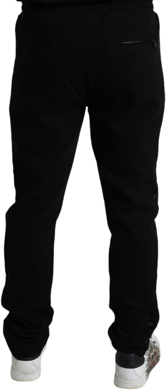 Dolce & Gabbana Black Cotton Skinny Jogger Sweatpants Pants Zwart