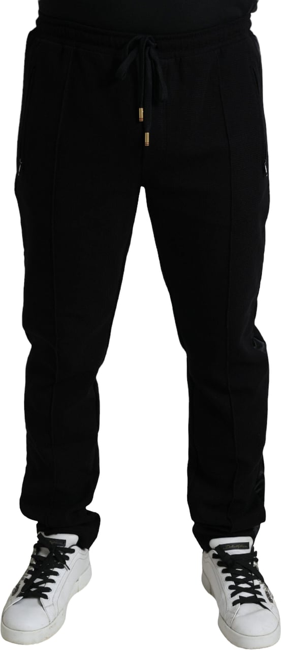 Dolce & Gabbana Black Cotton Skinny Jogger Sweatpants Pants Zwart