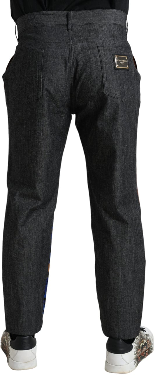 Dolce & Gabbana Multicolor Tiger Cotton Loose Denim Jeans Divers