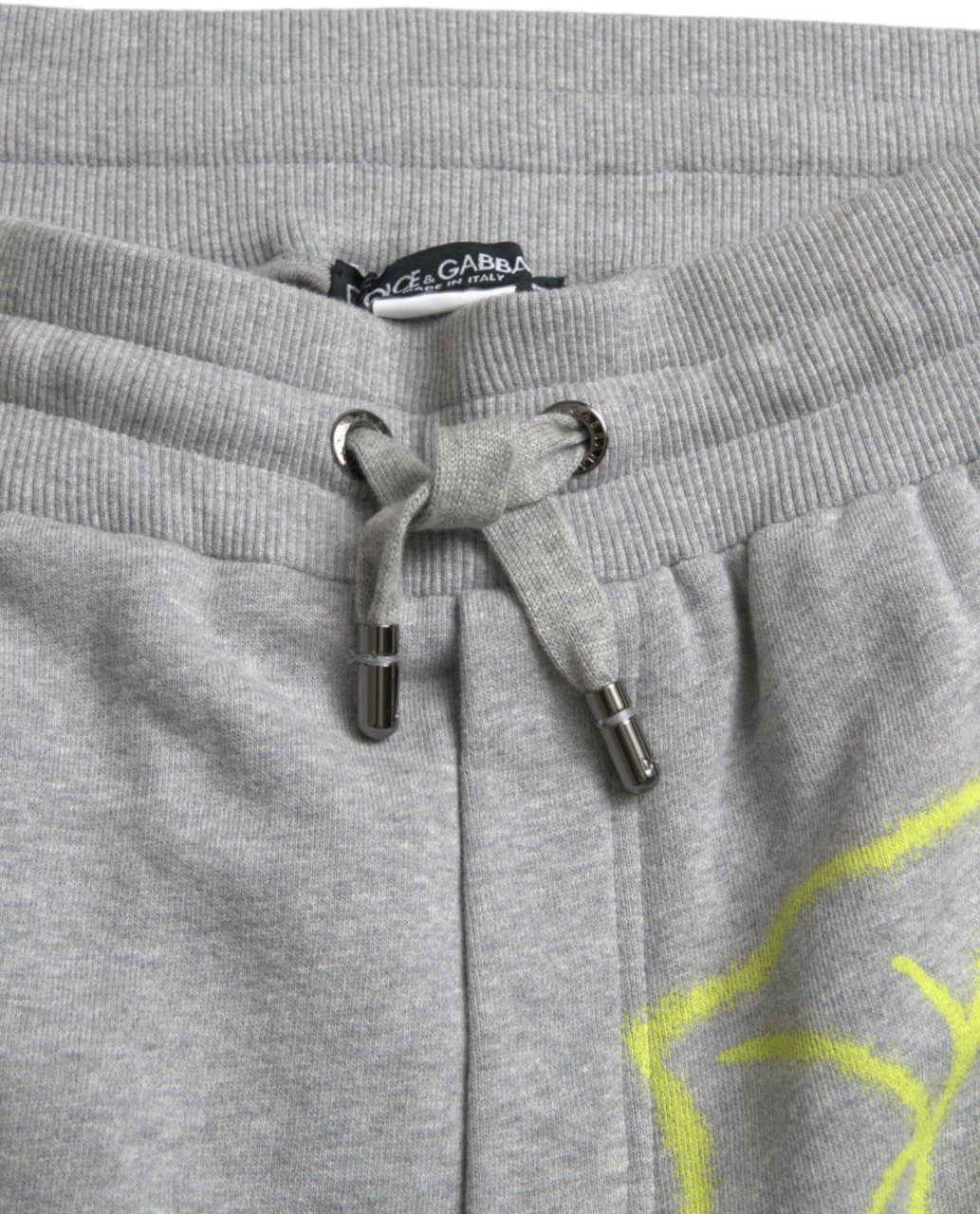 Dolce & Gabbana Gray Cotton Graffiti Sweatpants Jogger Pants Grijs