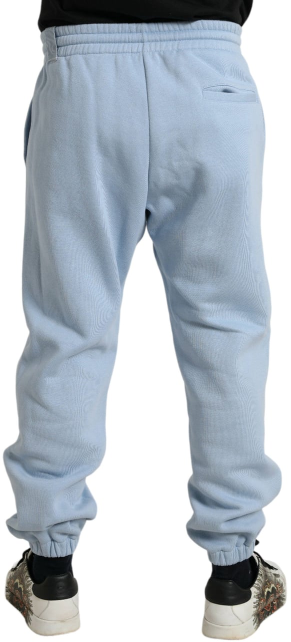 Dolce & Gabbana Light Blue Cotton Sweatpants Men Jogger Pants Blauw