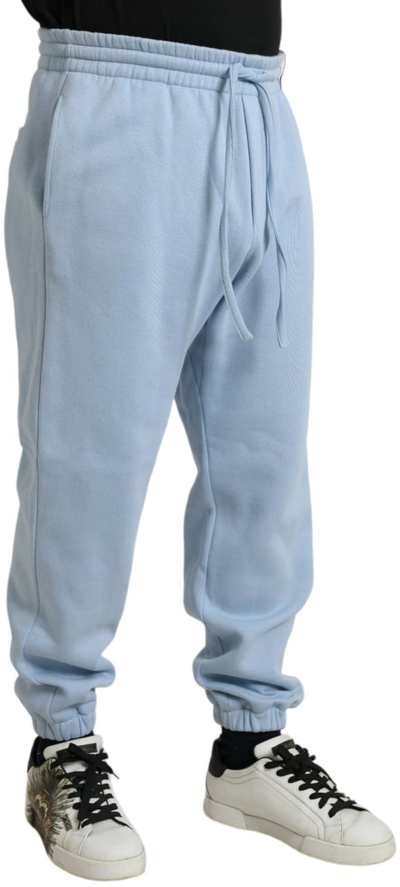 Dolce & Gabbana Light Blue Cotton Sweatpants Men Jogger Pants Blauw