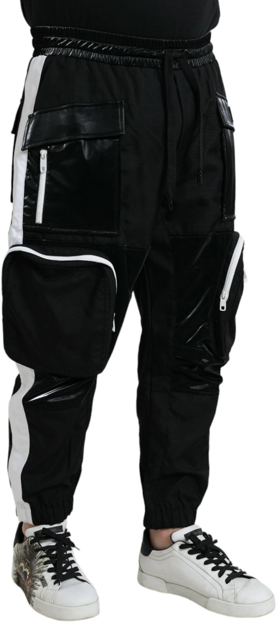 Dolce & Gabbana Black Nylon Cargo Jogger Men Sweatpants Pants Zwart