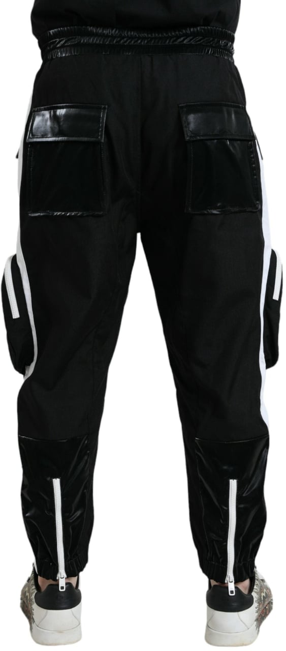 Dolce & Gabbana Black Nylon Cargo Jogger Men Sweatpants Pants Zwart