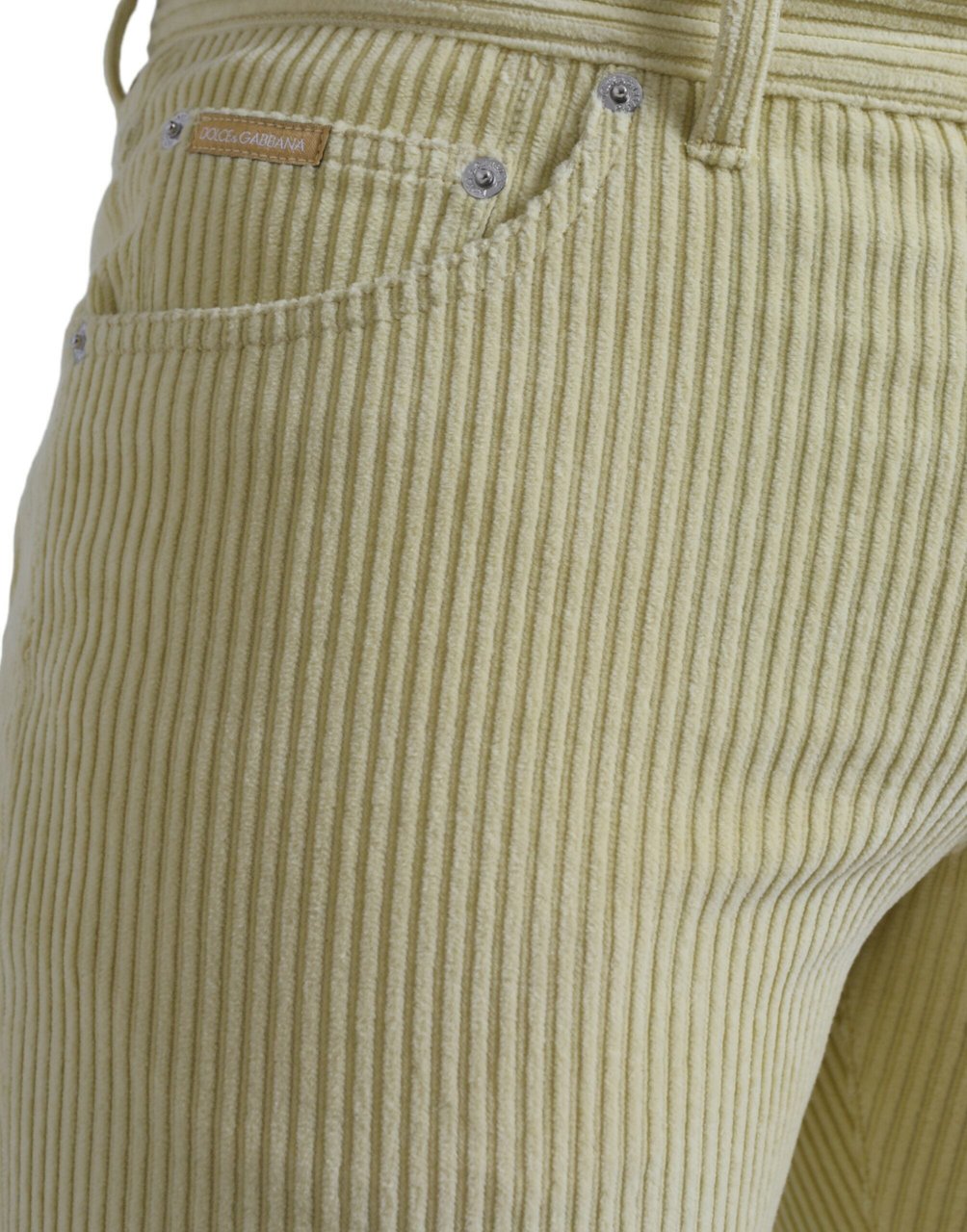 Dolce & Gabbana Yellow Corduroy Logo Plaque Skinny Denim Jeans Geel