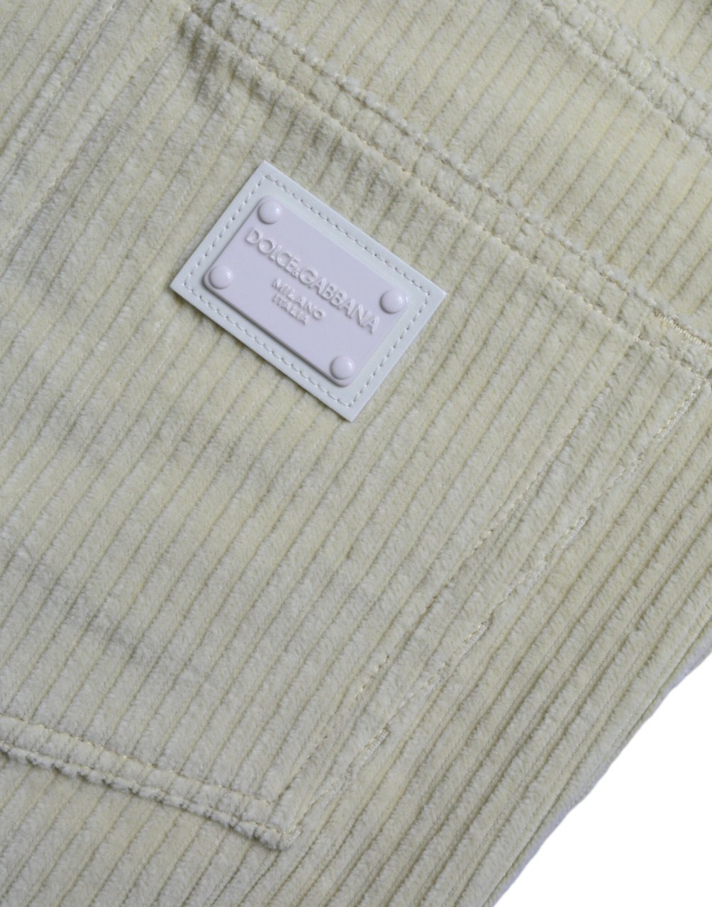 Dolce & Gabbana Yellow Corduroy Logo Plaque Skinny Denim Jeans Geel