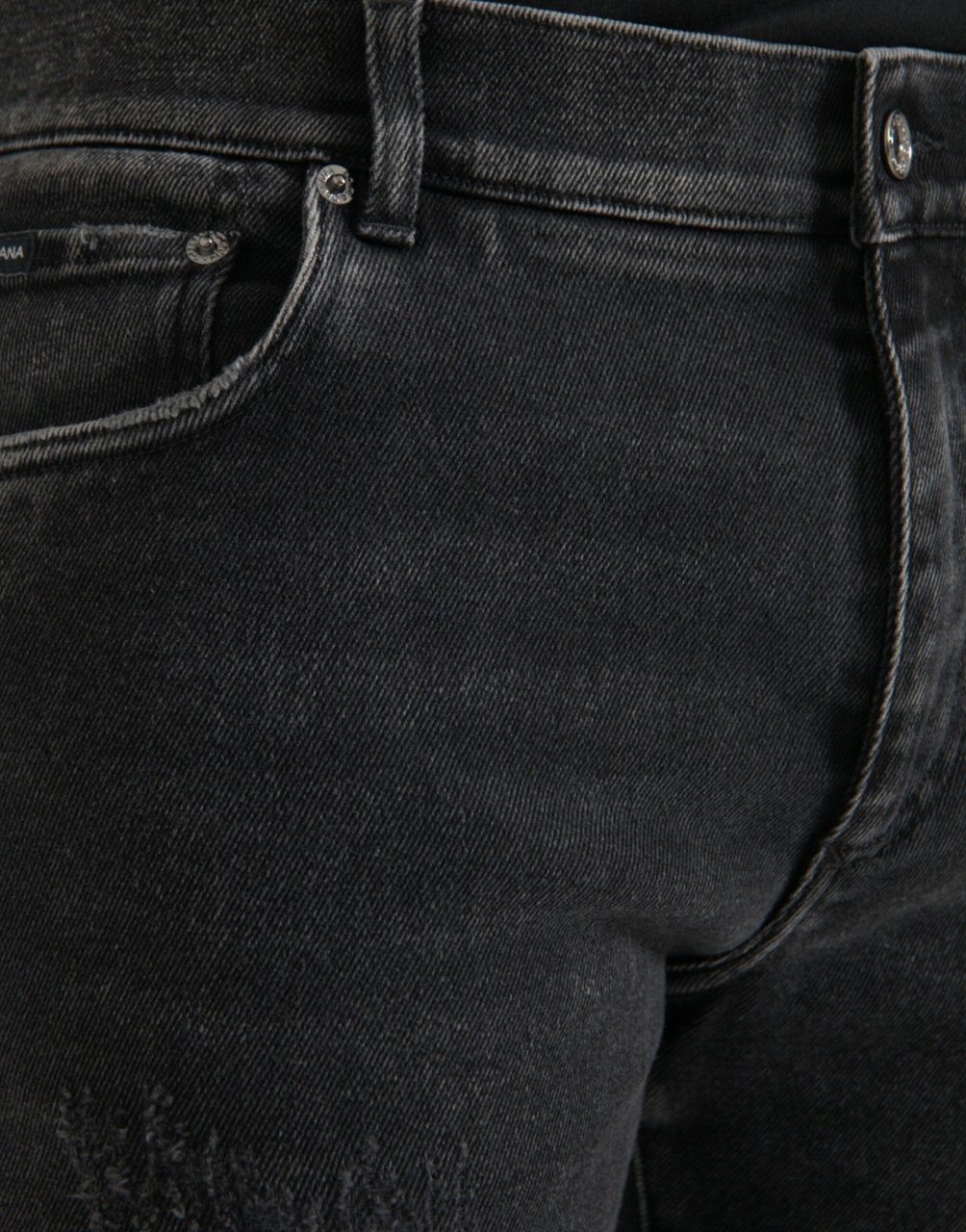 Dolce & Gabbana Gray Cotton Stretch Skinny Denim Logo Jeans Grijs
