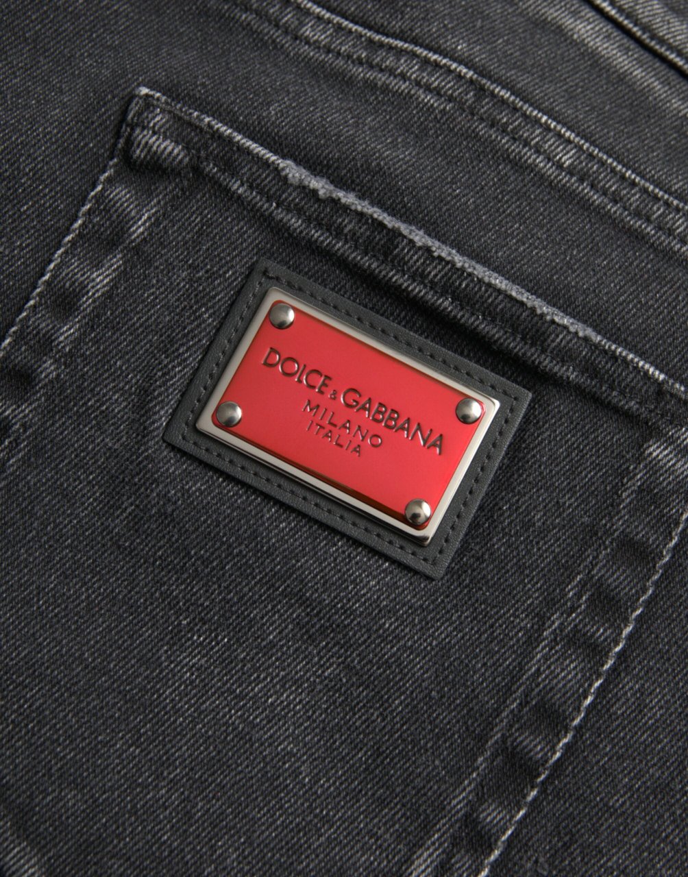 Dolce & Gabbana Gray Cotton Stretch Skinny Denim Logo Jeans Grijs