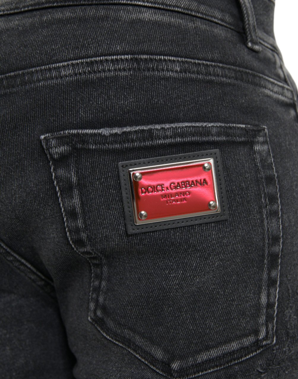 Dolce & Gabbana Gray Cotton Stretch Skinny Denim Logo Jeans Grijs