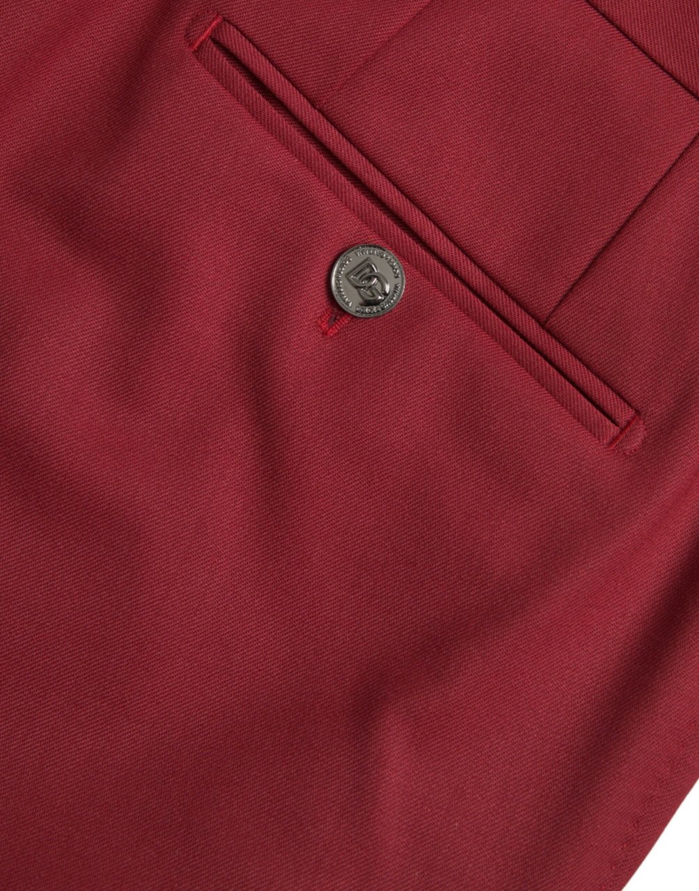 Dolce & Gabbana Red Wool Men Slim Fit Dress Pants Rood