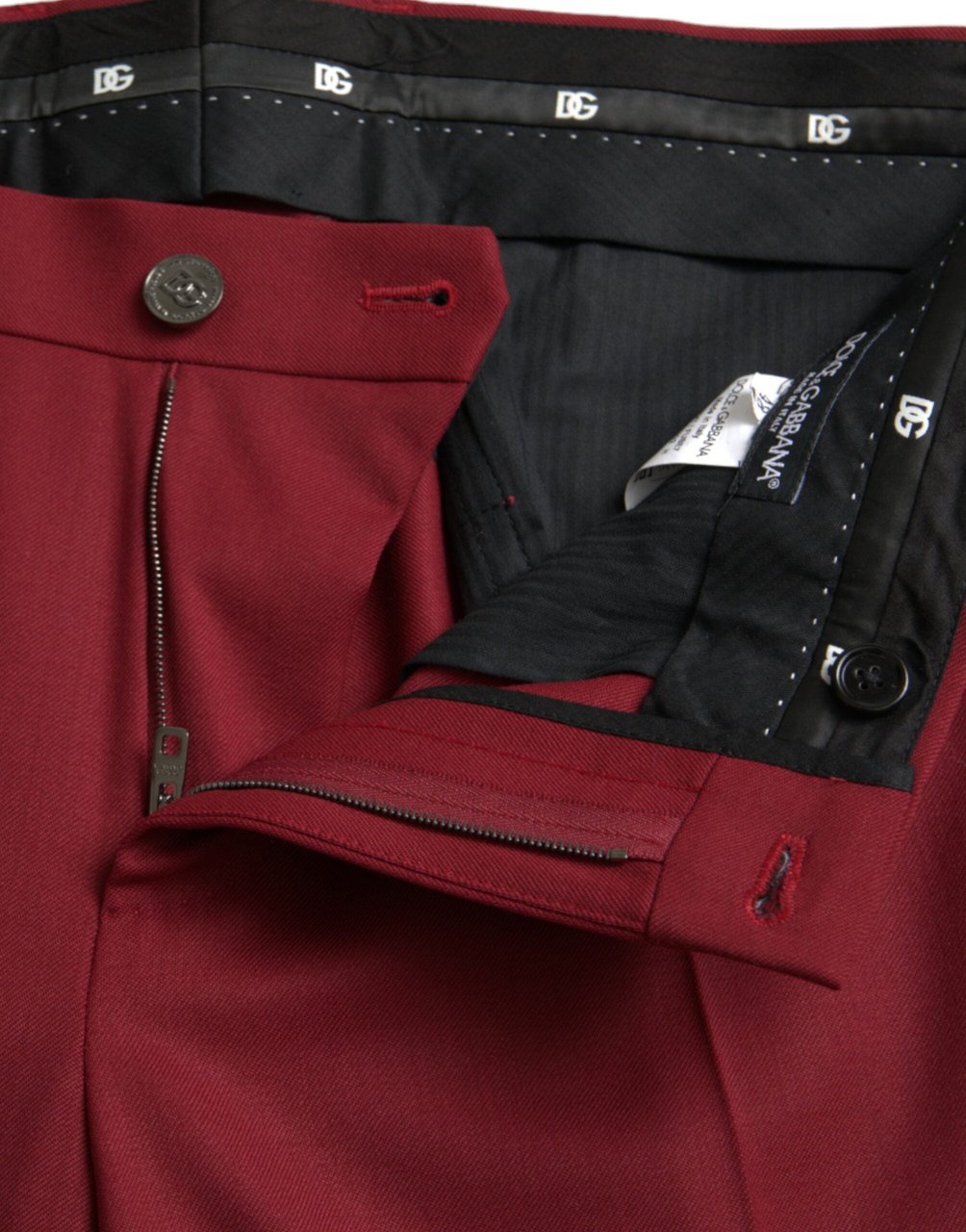 Dolce & Gabbana Red Wool Men Slim Fit Dress Pants Rood