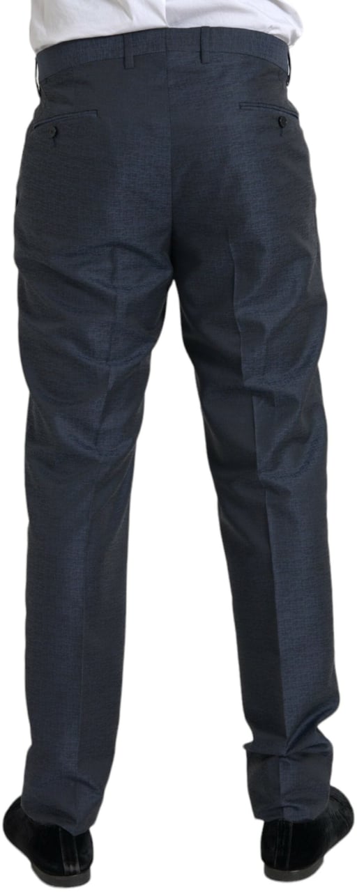 Dolce & Gabbana Blue Wool Men Skinny Dress Pants Blauw