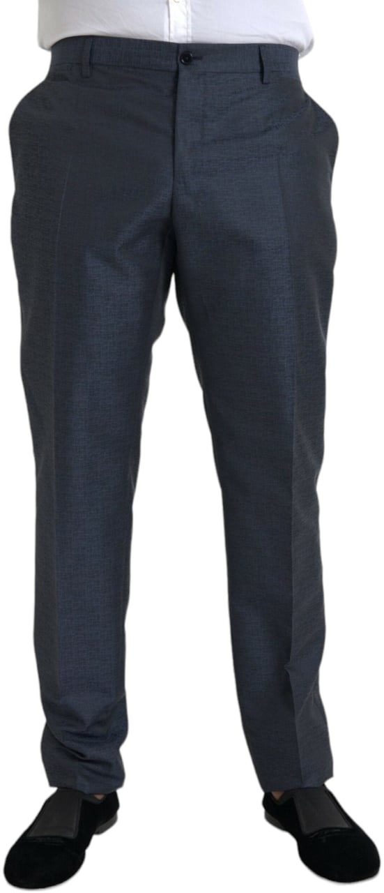 Dolce & Gabbana Blue Wool Men Skinny Dress Pants Blauw