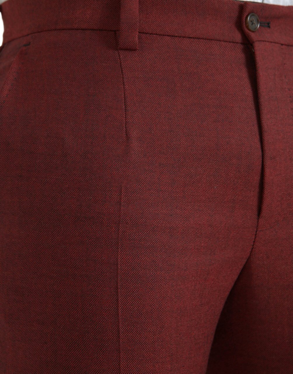 Dolce & Gabbana Maroon Wool Men Skinny Dress Pants Zwart